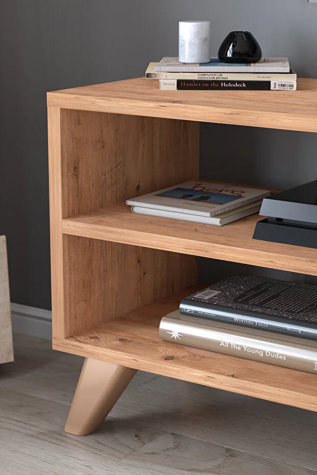 TV Sehpası Kapaklı Tv Sehpası Raflı TV Ünitesi Televizyon Sehpası 100 x 35 Cm 